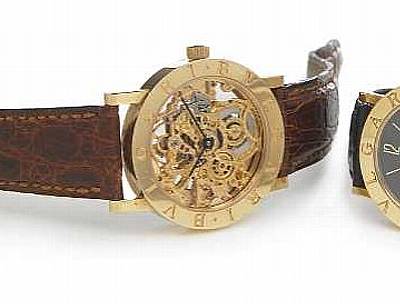 Bulgari. An 18k gold self-winding skeletonized wristwatch
