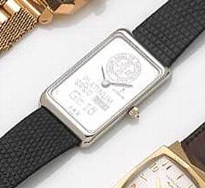 Corum. An unusual platinum rectangular wristwatch with platinum dial
