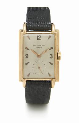Patek Philippe. An unusual 18k rose gold rectangular wristwatch