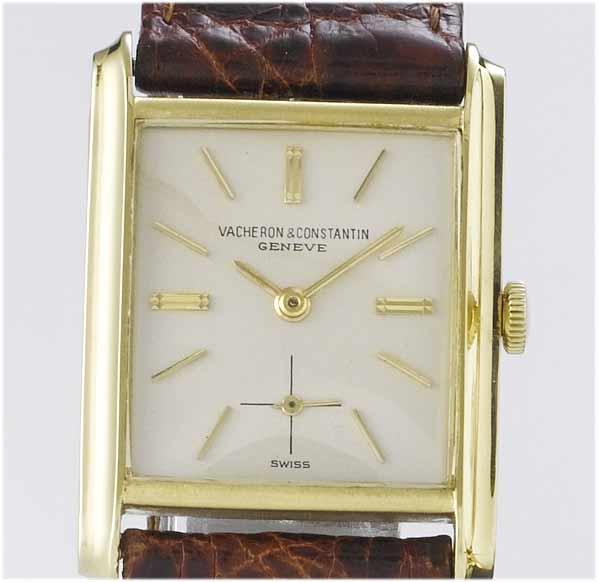Vacheron Constantin. A 18ct gold rectangular wristwatch