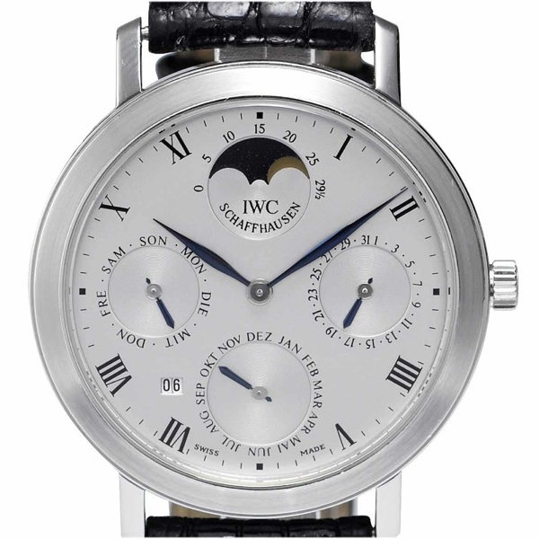 International Watch Co. A fine platinum astronomic calendar wristwatch together with fitted box and papers