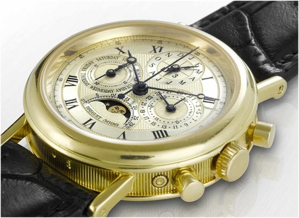 Breguet. A fine and rare 18ct gold perpetual calendar chronograph wristwatch with phases of moon
