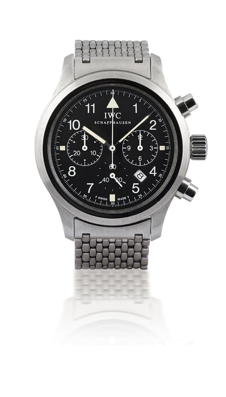 IWC. A fine stainless steel chronograph wristwatch with calendar