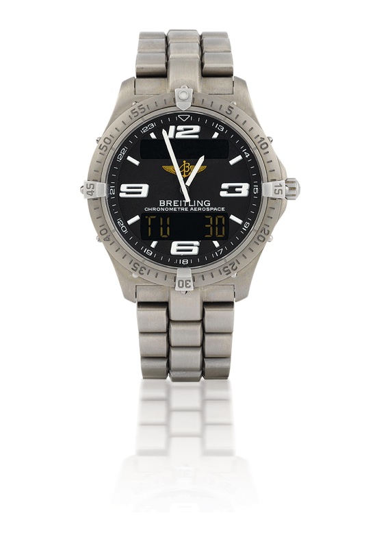 Breitling. A fine titanium wristwatch with digital and analog display