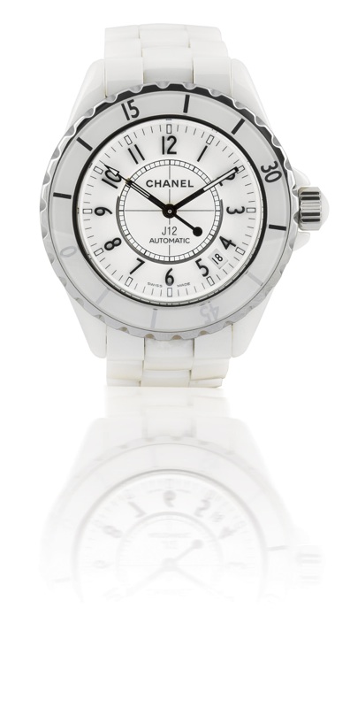 Chanel. A fine white ceramic ladies automatic wristwatch