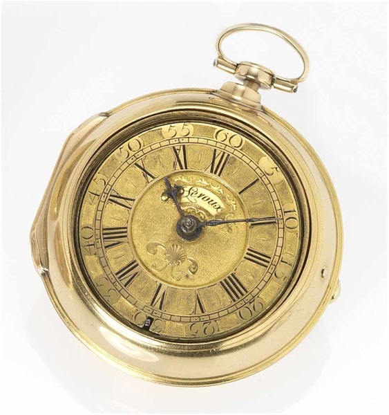 John Leroux. A late 18th century 22ct gold pair case pocket watch