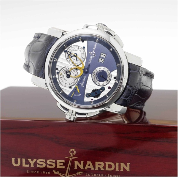 Ulysse Nardin, A very fine and rare center seconds automatic two-time-zone, 18ct white gold wristwatch with 24-hour alarm function, alarm countdown, large date and an 18ct white gold Ulysse Nardin deployant clasp