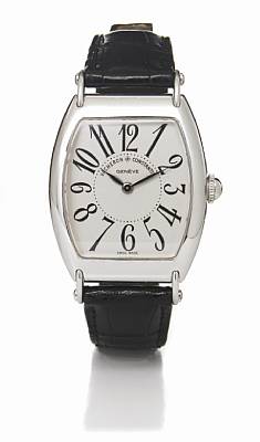 Vacheron Constantin. A limited edition 18k white gold tonneau-cased wristwatch with movable shoulders