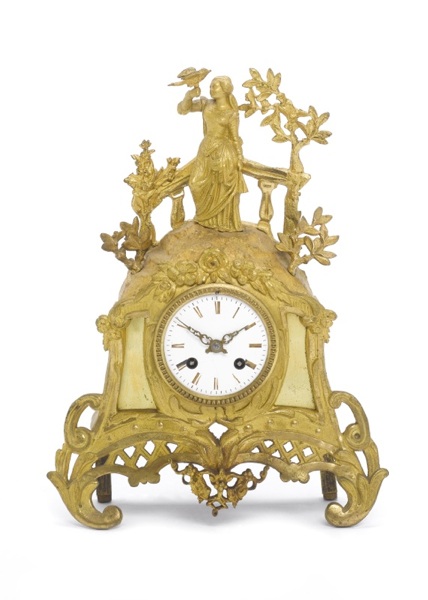 A late 19th century French gilt metal mantel clock