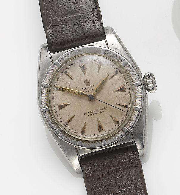 Rolex. A stainless steel automatic centre seconds wristwatch with bubble back