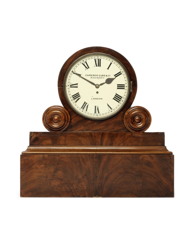 A large late 19th century mahogany mantel clock