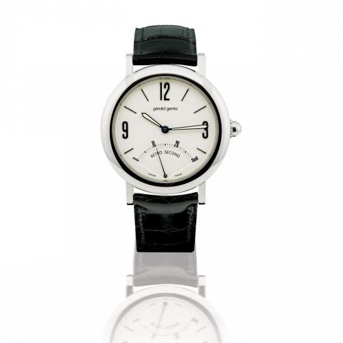 Gerald Genta. A very fine stainless steel automatic retro second wristwatch
