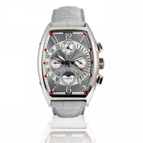 Franck Muller. A fine 18ct white gold automatic perpetual calendar wristwatch with chronograph