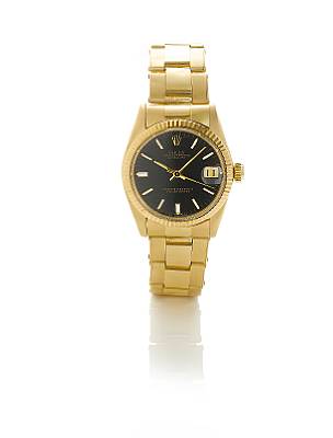 Rolex. A fine 18k gold mid size automatic centre seconds calendar bracelet watch