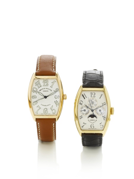 Franck Muller. A fine 18k gold automatic centre seconds perpetual calendar wristwatch with moon phases
