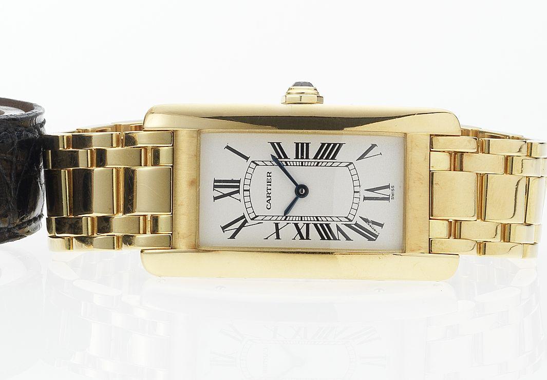 Cartier. A fine lady's 18ct gold bracelet watch