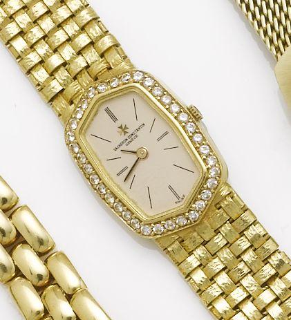 Vacheron Constantin. A fine and rare lady's 18ct gold diamond set weave link bracelet watch