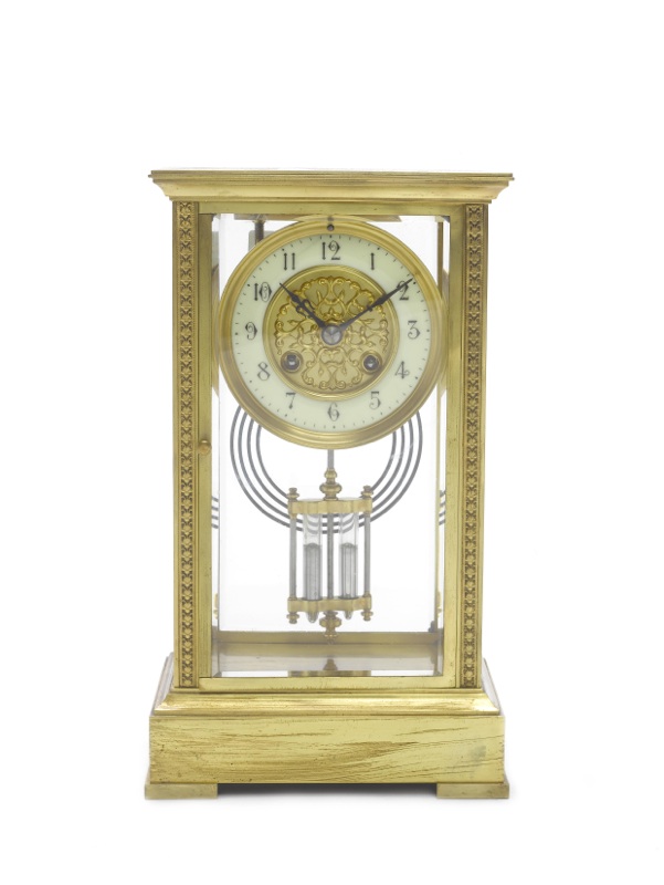 An early 20th century French four-glass mantel clock