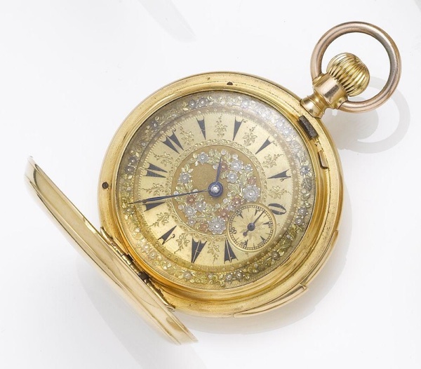 Antonio Veronesi. A mid 19th century 18ct gold full hunter minute repeating Turkish market pocket watch