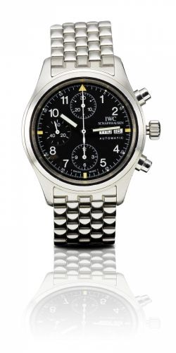 IWC. A fine stainless steel automatic chronograph with calendar wristwatch