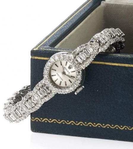 Rolex. A fine 18ct white gold and diamond set ladies cocktail watch with 14ct white gold and diamond set bracelet