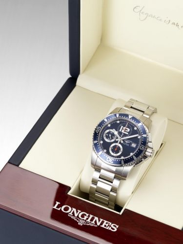 Longines. A stainless steel automatic chronograph Divers watch with box and papers