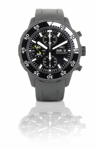 IWC. A fine and rare rubber coated stainless steel automatic chronograph wristwatch