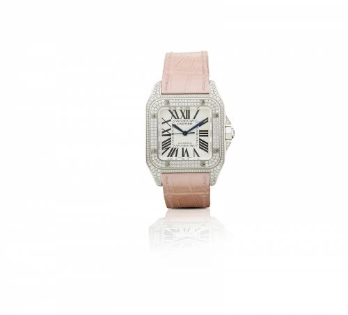 Cartier. A fine 18ct white gold automatic ladies wristwatch with diamond
