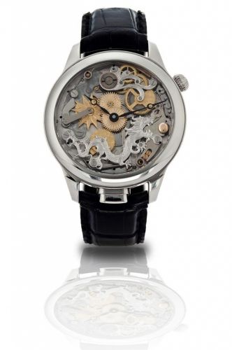 Nivrel. A stainless steel skeletonized automatic 5 minute repeater wristwatch