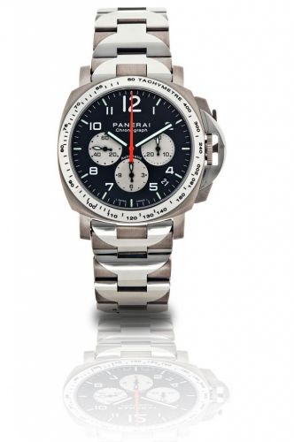Officine Panerai. A fine and rare titanium stainless steel automatic chronograph limited edition wristwatch