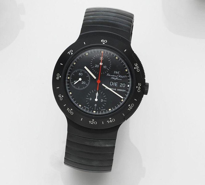 IWC. A PVD coated aluminium automatic chronograph calendar bracelet watch Porsche Design, Ref:3701, Case No.2324666, Sold 14th September 1988