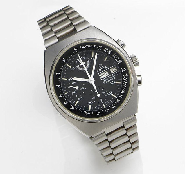Omega. A stainless steel automatic calendar chronograph bracelet watch Speedmaster Automatic, Ref:176.0012, Movement No.45452892, Sold 28th September 1984