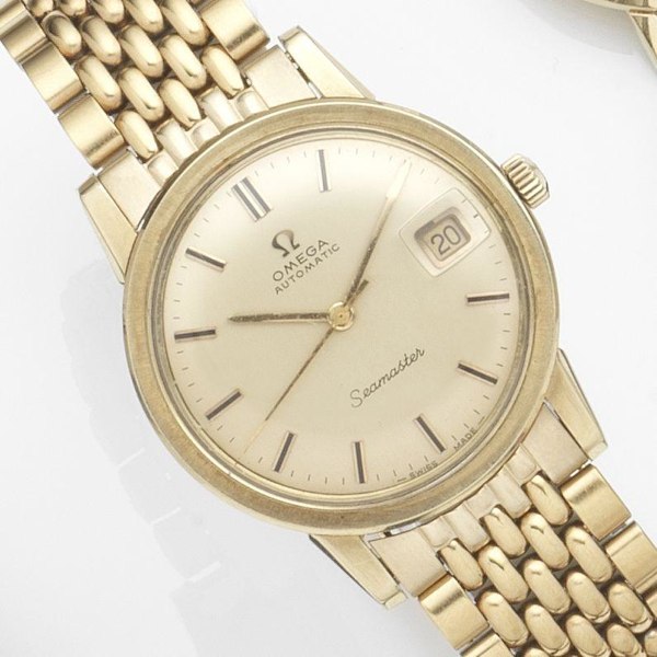 Omega. A gold plated automatic calendar bracelet watch Seamaster, Ref:166.003SP, Movement No.31422116, Circa 1970