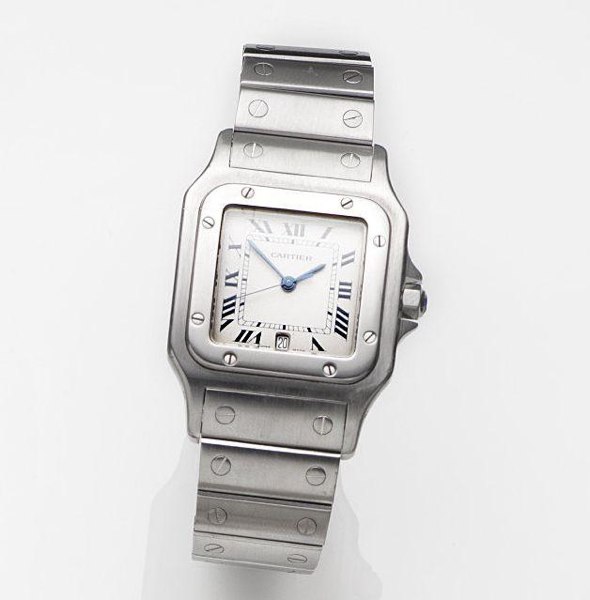 Cartier. A stainless steel quartz calendar bracelet watch Santos, Ref:1564, Case No.0022****, Circa 2000