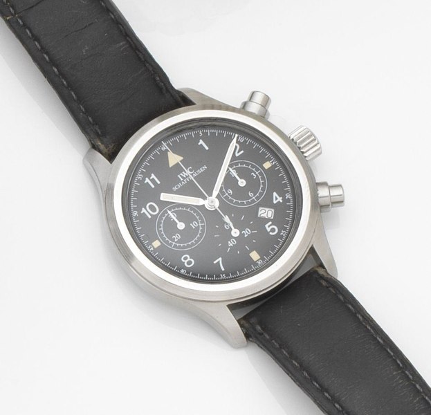 IWC. A stainless steel quartz chronograph calendar wristwatch with box and papers Der Fliegerchronograph, Ref:3740, Case No.2447730, Movement No.2483878, Sold 19th September 1991