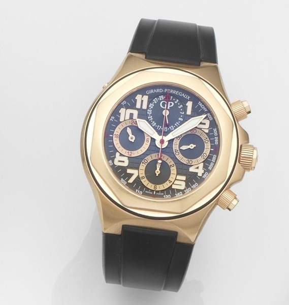 Girard Perregaux. An 18ct rose gold automatic calendar chronograph wristwatch with papers Laureato Evo 3, Ref:80180.52.212.BBEA, Case No.361, Sold 22nd December 2006