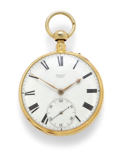 Richard Webster, Cornhill, London. A fine 18K gold open face quarter repeating duplex watchNo. 7270, case by Louis Comtesse, London, 1829