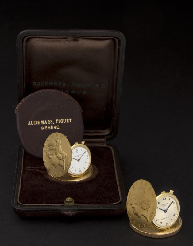 Patek Philippe. A fine 20 dollar gold piece pocket watchRetailed by Tiffany Co., Ref: 803, Case no. 2659614, Movement no. 861473, 1960's