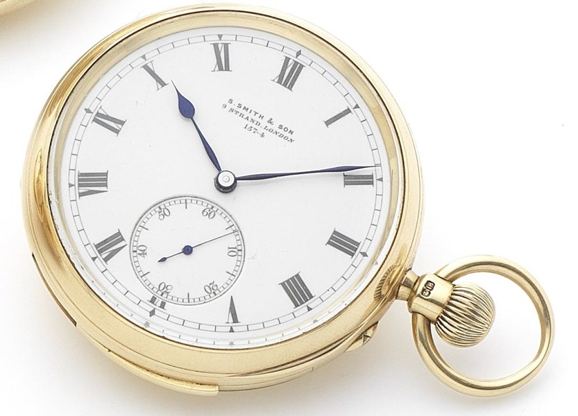 S. Smith Son. A fine 18ct gold open face keyless wind minute repeating free sprung pocket watch together with original letter signed by the manufacturer, S.Smith and Son Numbered 157-4, London Hallmark for 1895, Sold 6th 1895