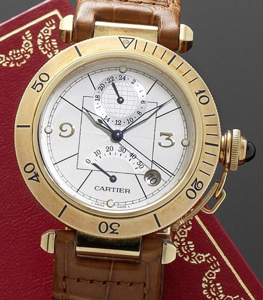 Cartier. An 18ct gold automatic calendar dual time wristwatch with fitted Cartier box Pasha, Ref.2395/384557MG, Recent