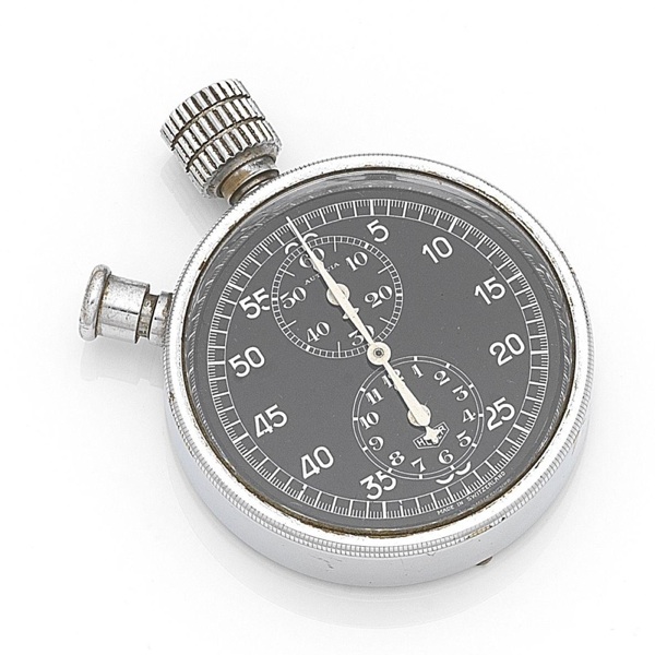Heuer. A chrome plated manual wind chronograph dashboard stopwatch