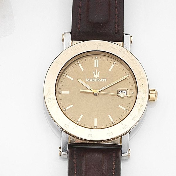 Maserati. A stainless steel quartz calendar wristwatch with box and papers