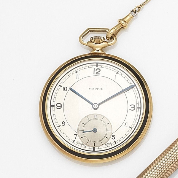Swiss. An 18ct gold and enamel keyless wind open face pocket watch