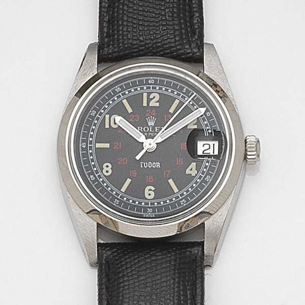 Tudor. A stainless steel manual wind calendar wristwatch