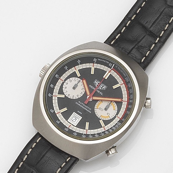 Heuer. A stainless steel automatic calendar chronograph wristwatch