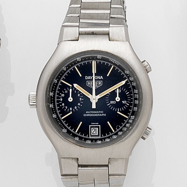 Heuer. A stainless steel automatic calendar chronograph bracelet watch