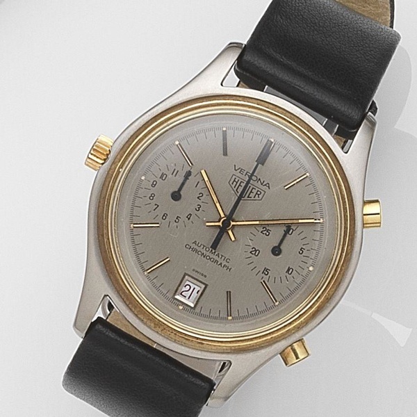 Heuer. A stainless steel automatic calendar chronograph wristwatch
