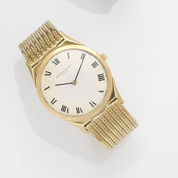 Vacheron Constantin. An 18ct gold ultra thin manual wind bracelet watch
