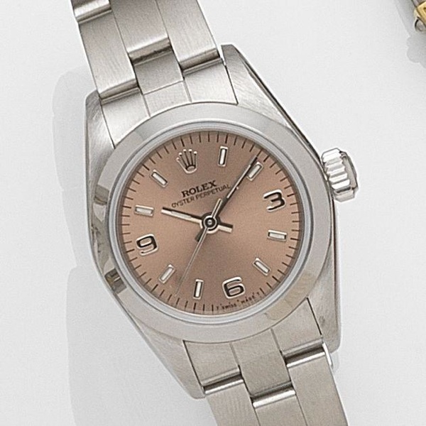 Rolex. A lady's stainless steel automatic centre seconds bracelet watch