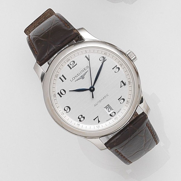 Longines. A stainless steel automatic calendar wristwatch
